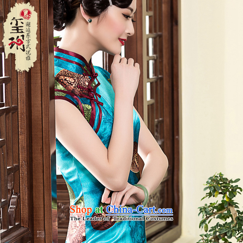  The spring of 2015 of a new seal, banquet high-end cheongsam look stamp elegant qipao Ms. short-sleeved improved skirt picture color L pre-sale 20 days, seal has been pressed by shopping on the Internet