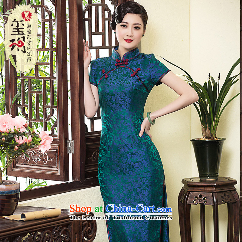  In the summer of 2015, seal long incense cloud yarn Silk Cheongsam short-sleeved improvement of ethnic Chinese cheongsam dress photo color M seal decreased by , , , shopping on the Internet