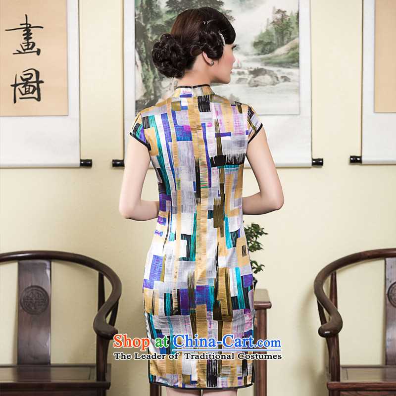 The Seal of 2015 heavyweight Silk Cheongsam summer herbs extract Ms. improved daily short qipao stamp dresses picture color S seal decreased by , , , shopping on the Internet