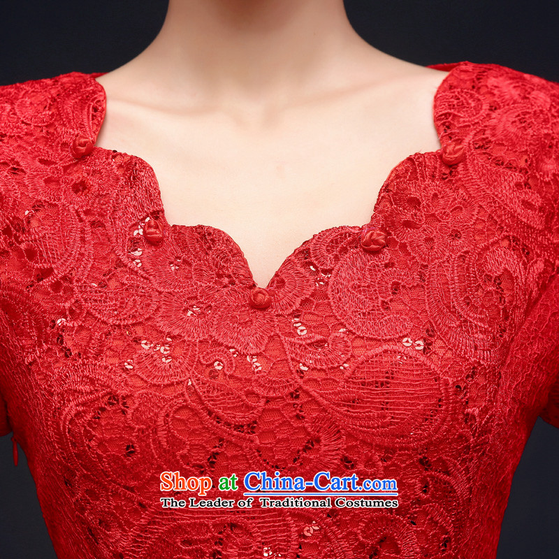 The new 2015 autumn and winter red bride wedding dress stylish long-sleeved back to door service long-sleeved) bows cheongsam , L, a service-leung , , , shopping on the Internet
