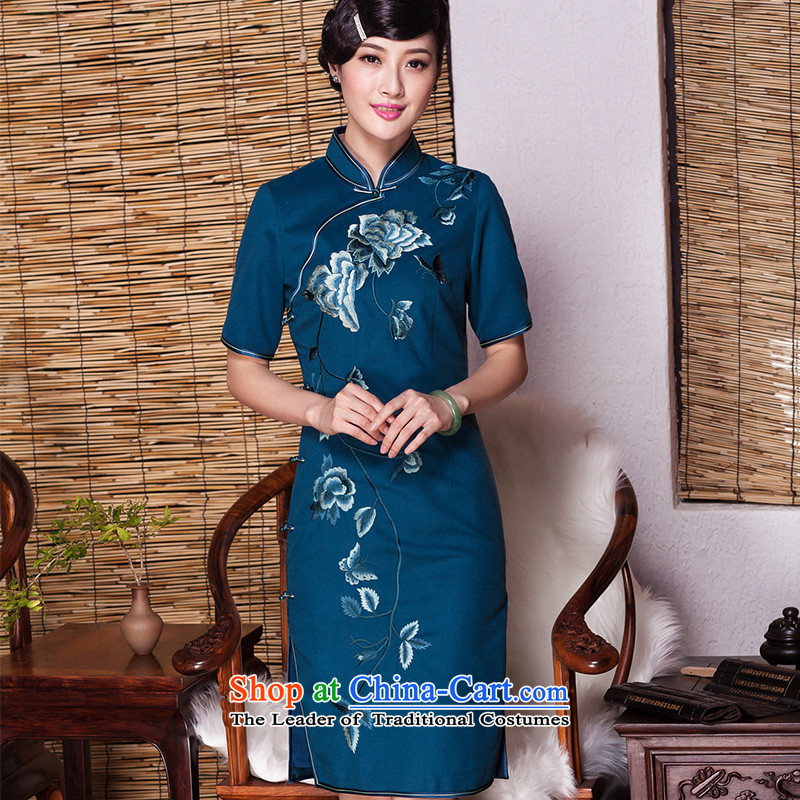 The seal of the Winter 2015 New banquet embroidery high-end cheongsam look elegant improvement by Ms. Cuff Color Picture skirt qipao XL, seal decreased by , , , shopping on the Internet