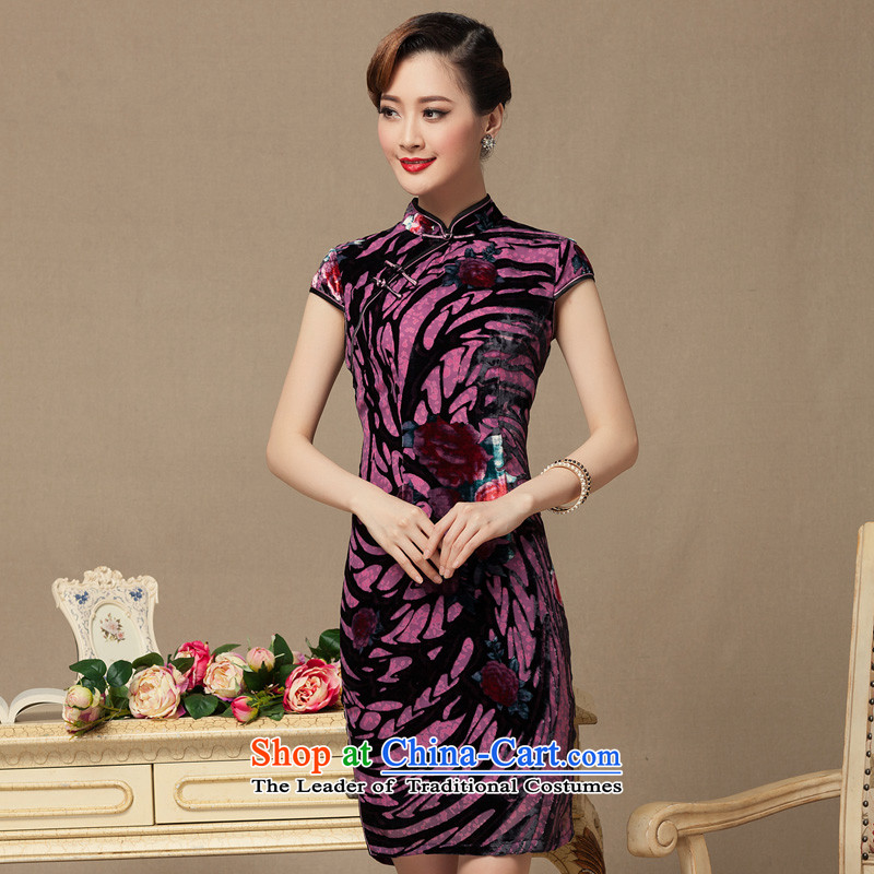 The seal of the Summer 2015 Ms. new short cheongsam silk cheongsam dress burned lint-free daily dinner dress photo improved color S seal decreased by , , , shopping on the Internet