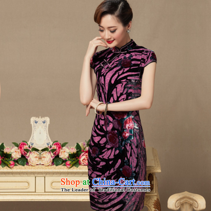 The seal of the Summer 2015 Ms. new short cheongsam silk cheongsam dress burned lint-free daily dinner dress photo improved color S seal decreased by , , , shopping on the Internet