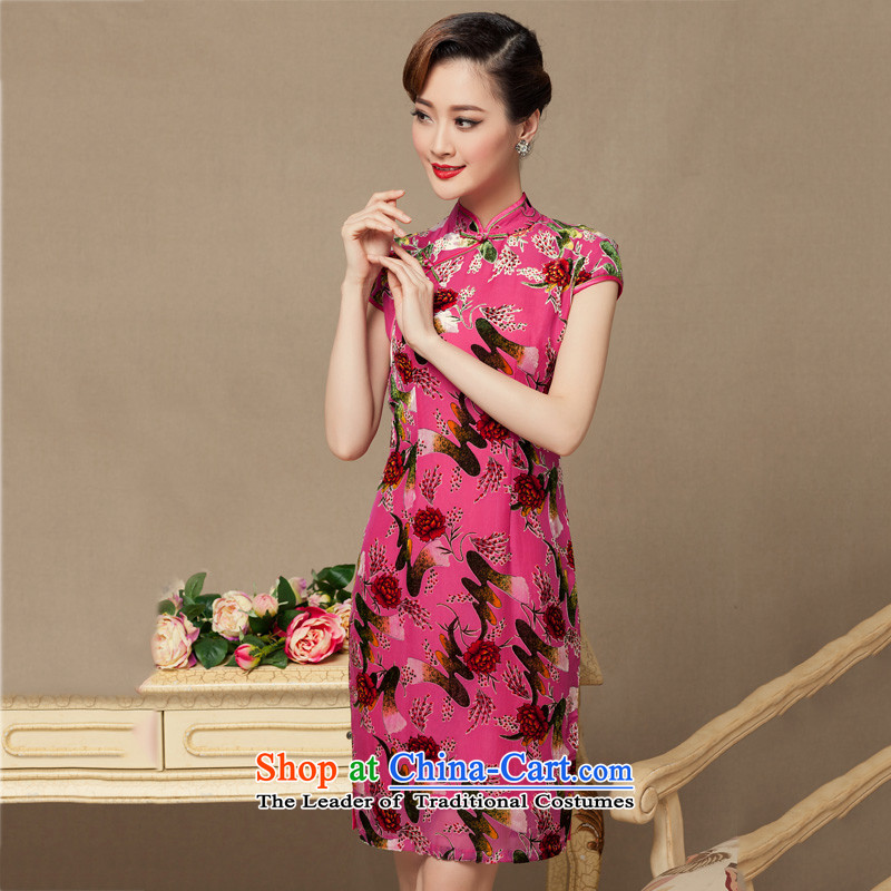 The Seal of 2015 Summer scouring pads qipao gown improved day-to-day China wind flocking Ms. retro qipao skirt blue XXXL, seal decreased by , , , shopping on the Internet
