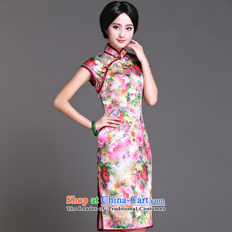 China Ethnic classic 2015 spring/summer daily Chinese qipao Ms. Sau San skirt Fashion arts short of improved Chun Tao Hua-Classic (XXXL, HUAZUJINGDIAN) , , , shopping on the Internet