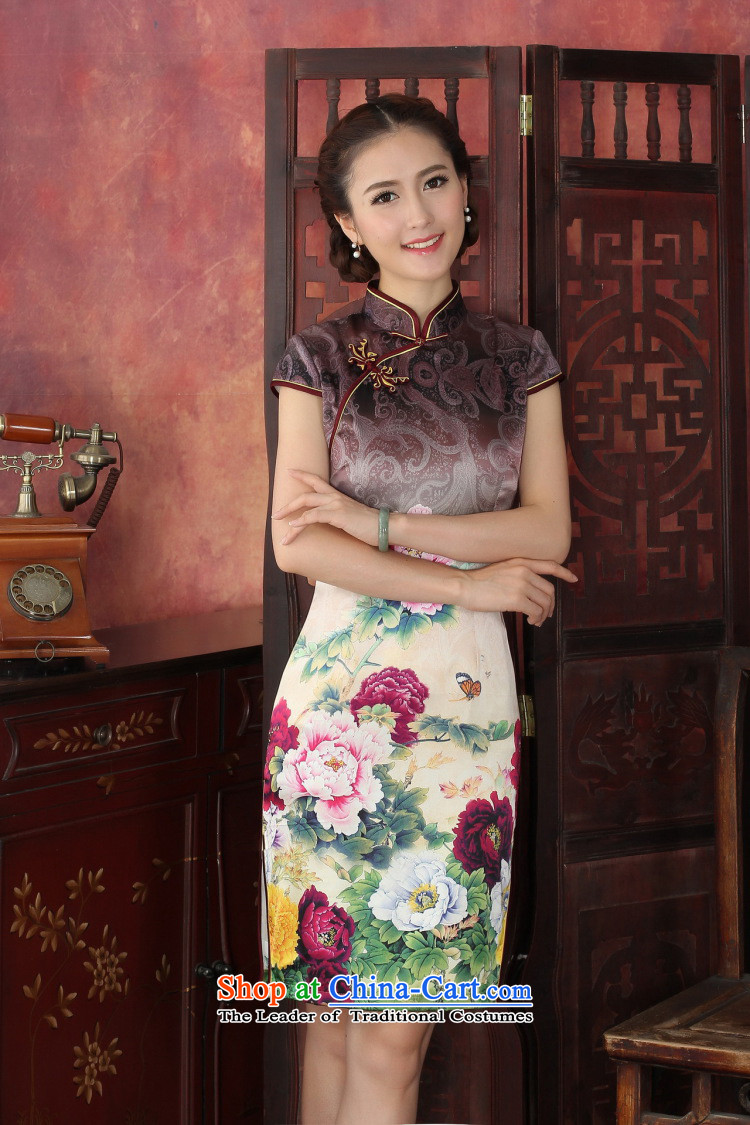 Floral Silk Cheongsam summer positioning qipao state color Tianxiang Mudan herbs extract qipao qipao gown of retro-color Tianxiang Mudan M picture, prices, brand platters! The elections are supplied in the national character of distribution, so action, buy now enjoy more preferential! As soon as possible.
