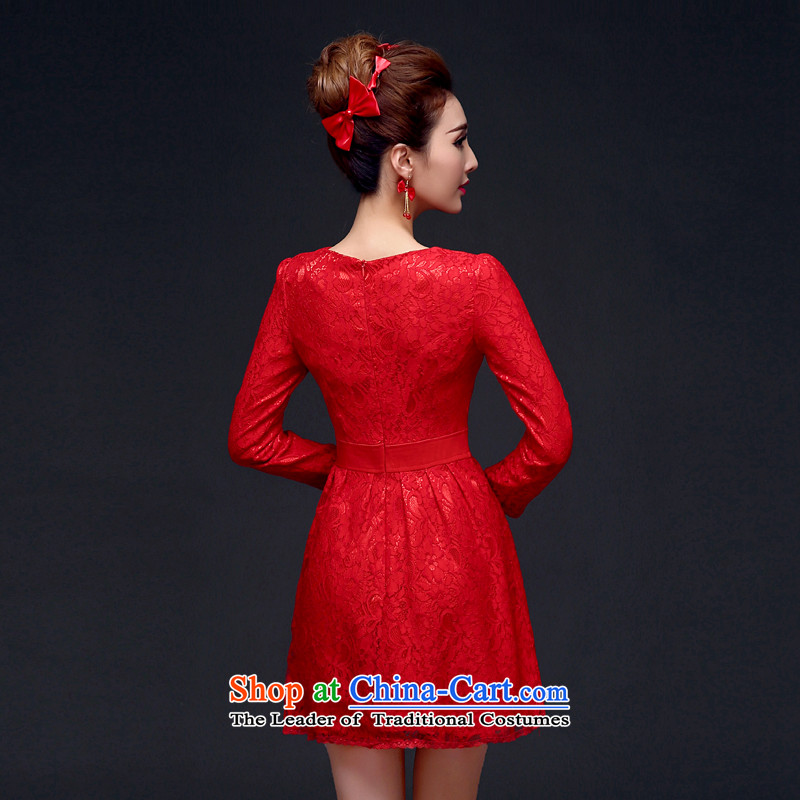 The privilege of serving-leung 2015 new bride of autumn and winter red wedding dress long-sleeved lace back to door service long-sleeved) bows qipao M-40, honor services-leung , , , shopping on the Internet