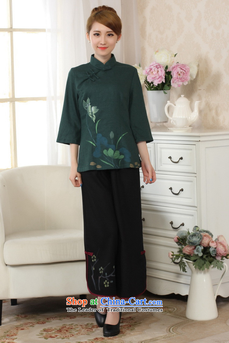 On female ipo optimize Tang Women's clothes summer shirt collar is pressed to hand-painted Chinese Han-cotton linen dress improved green 2XL Photo, prices, brand platters! The elections are supplied in the national character of distribution, so action, buy now enjoy more preferential! As soon as possible.