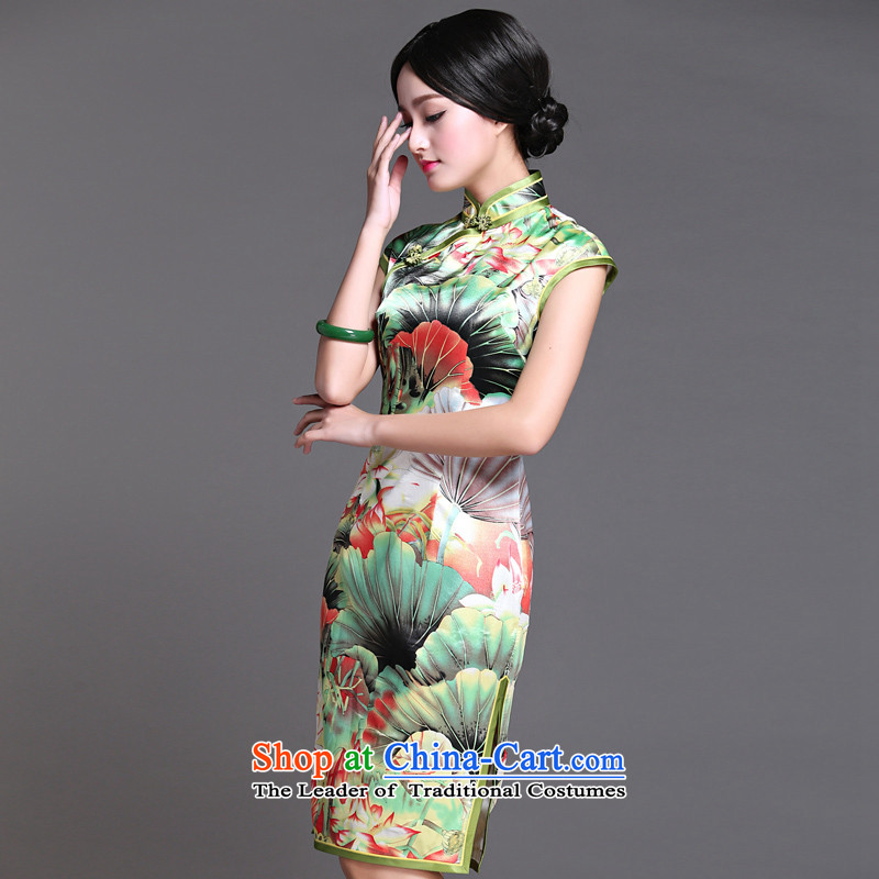 Chinese classic 2015 Ms. summer-Tang dynasty daily cheongsam dress retro improved graphics thin, stylish Sau San in green M Wah-Classic (HUAZUJINGDIAN) , , , shopping on the Internet