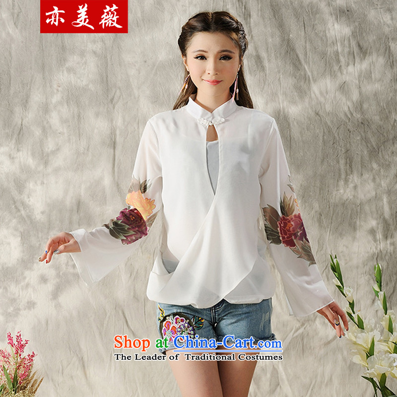Matami Ng 2015 Spring/Summer new national wind long-sleeved shirt qipao hand-painted white XXL, MATAMI Ting (GARMENT shopping on the Internet has been pressed.