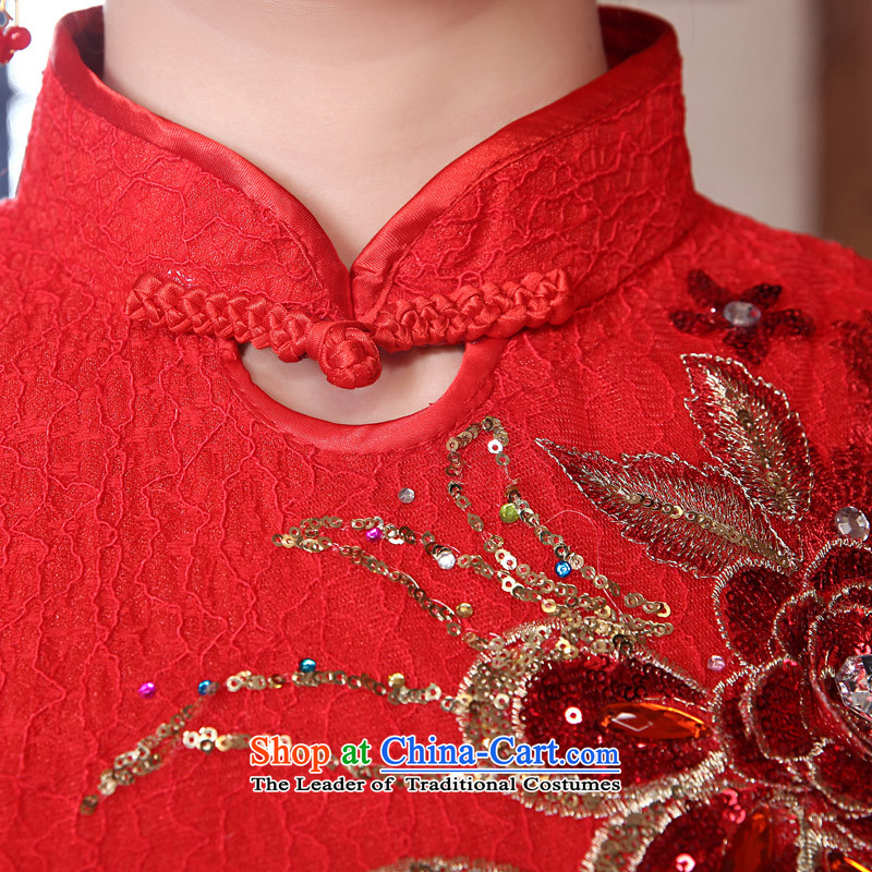 The privilege of serving-leung 2015 new marriages bows red retro traditional short of the Siamese lace cheongsam dress red S honor services-leung , , , shopping on the Internet