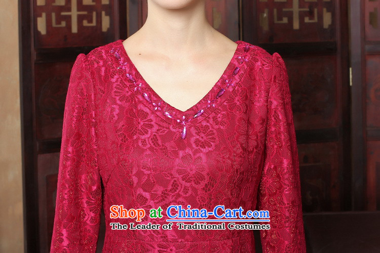 Dan smoke spring 2015 qipao new V-Neck lace of 9 elegant qipao Sau San daily cuff dresses dress figure color L picture, prices, brand platters! The elections are supplied in the national character of distribution, so action, buy now enjoy more preferential! As soon as possible.