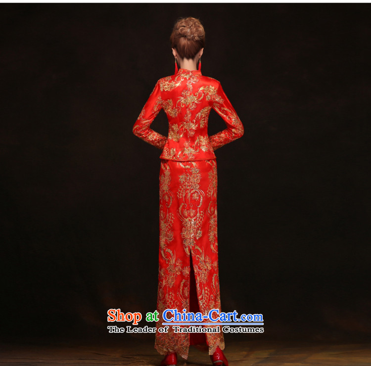 Time Syrian Chinese Wedding dress-soo qipao Wo Long service long-sleeved clothing bride qipao toasting champagne bows service M picture, prices, brand platters! The elections are supplied in the national character of distribution, so action, buy now enjoy more preferential! As soon as possible.