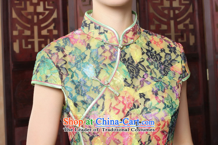 Figure for summer flowers new cheongsam dress Tang Dynasty Chinese cheongsam dress improved collar lace thin cheongsam dress graphics Sau San Figure 2XL color pictures, prices, brand platters! The elections are supplied in the national character of distribution, so action, buy now enjoy more preferential! As soon as possible.