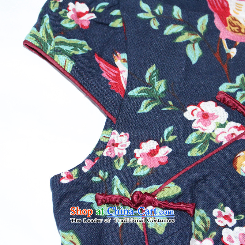 The following color 7475 migratory Bong-summer 2015 new retro cotton linen dresses and stylish skirt DQ1505 stamp Sau San qipao suit S, Bong-migratory 7475 , , , shopping on the Internet