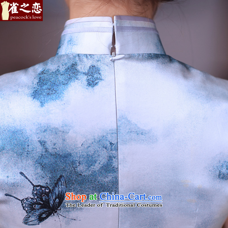 Love of birds spend before Mao Spring 2015 new improved cheongsam dress Silk Cheongsam short qipao QD662 dead wood it takes to love of birds XXL, shopping on the Internet has been pressed.