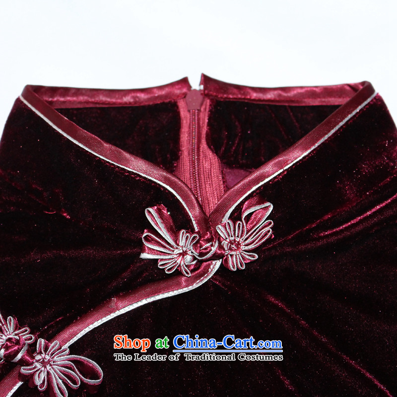 Bong-infected dust 2015 7475 migratory new retro scouring pads in the reusable cuffs collar qipao gown cheongsam dress DQ1516 temperament, wine red XL, Bong-migratory 7475 , , , shopping on the Internet