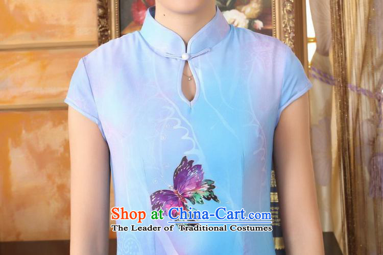 158 Jing Ms. Tang dynasty qipao Doi Fong water droplets collar short-sleeve long double qipao Sau San light blue XL Photo, prices, brand platters! The elections are supplied in the national character of distribution, so action, buy now enjoy more preferential! As soon as possible.