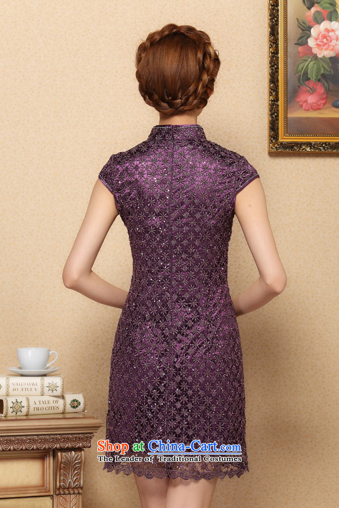 Dan smoke qipao summer new drill set manually CHINESE CHEONGSAM collar stylish improved water-soluble lace improved cheongsam dress purple 2XL Photo, prices, brand platters! The elections are supplied in the national character of distribution, so action, buy now enjoy more preferential! As soon as possible.
