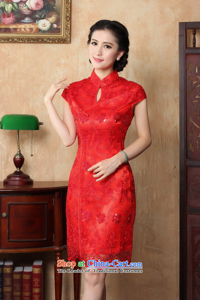 Floral red bride wedding dress qipao summer female Chinese antique flower embroidery short of qipao and improved noble red XL Photo, prices, brand platters! The elections are supplied in the national character of distribution, so action, buy now enjoy more preferential! As soon as possible.