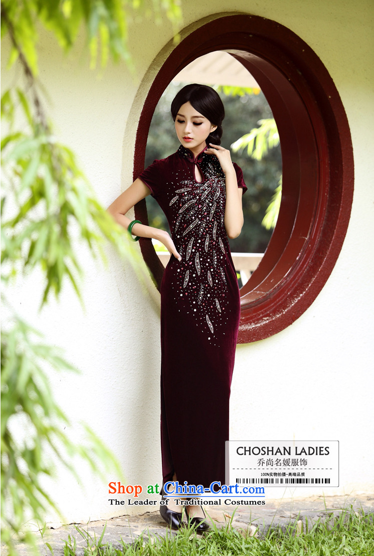 Upscale banqueting velvet gown cheongsam dress long wedding Mother of Pearl River Delta retro C818 stapled in English thoroughbred cuff L (2 ft 3) pictures, price waist, brand platters! The elections are supplied in the national character of distribution, so action, buy now enjoy more preferential! As soon as possible.