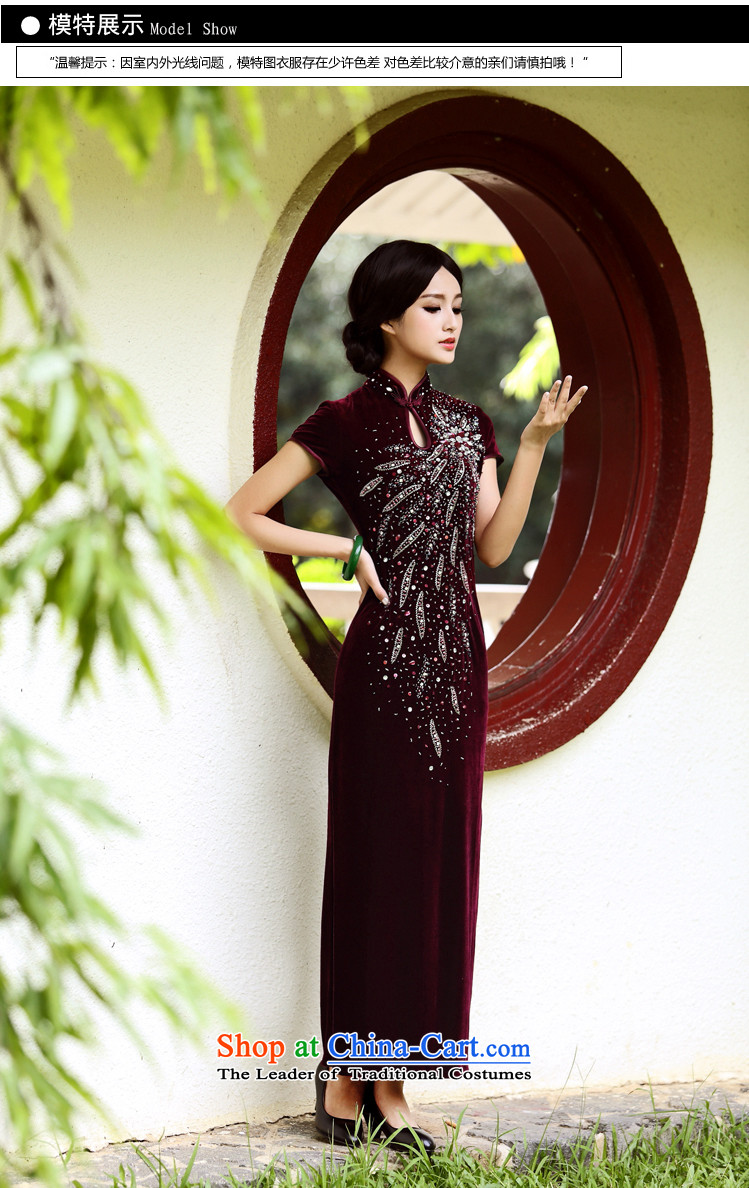 Upscale banqueting velvet gown cheongsam dress long wedding Mother of Pearl River Delta retro C818 stapled in English thoroughbred cuff L (2 ft 3) pictures, price waist, brand platters! The elections are supplied in the national character of distribution, so action, buy now enjoy more preferential! As soon as possible.