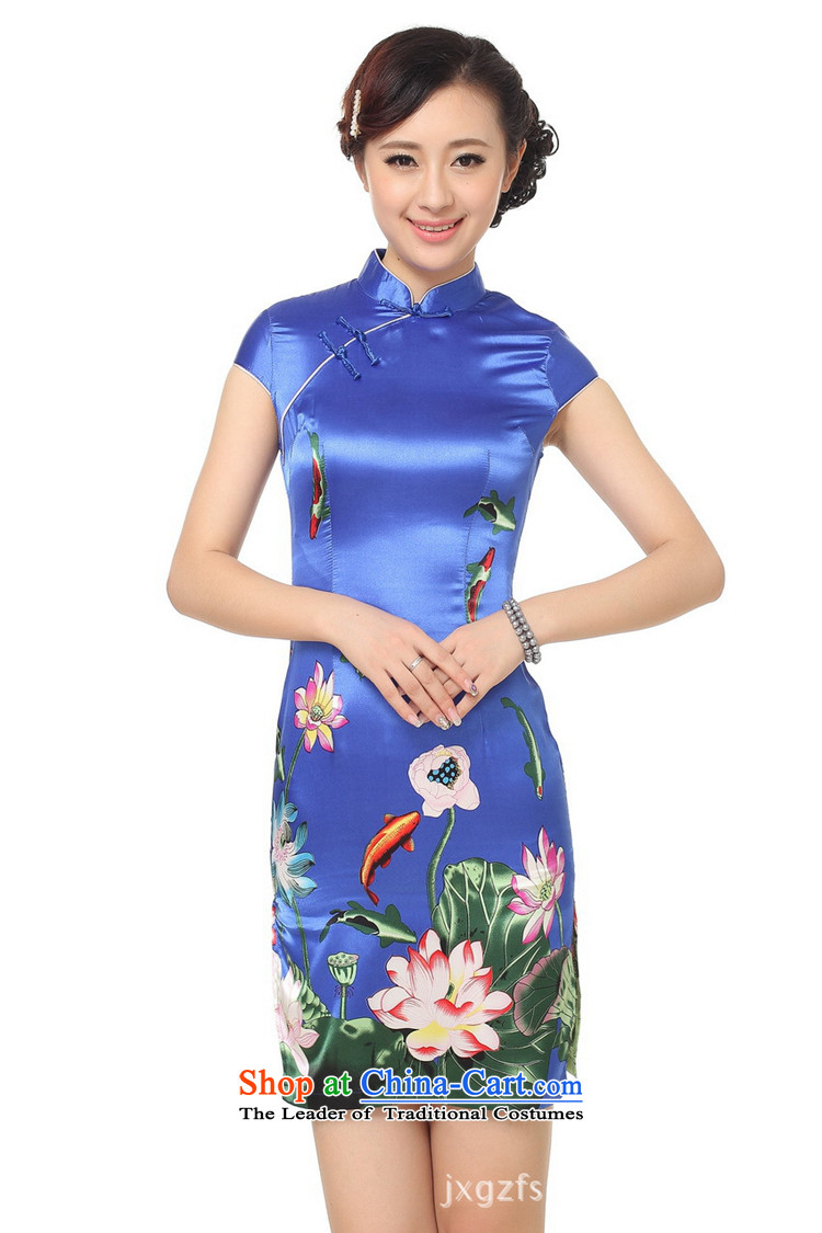 Ms Au King-jung picking to a new summer for women short-sleeved qipao and elegant reminiscent of the post's medium to long term, short-sleeved cheongsam dress female D0183 XL Photo, prices, brand platters! The elections are supplied in the national character of distribution, so action, buy now enjoy more preferential! As soon as possible.