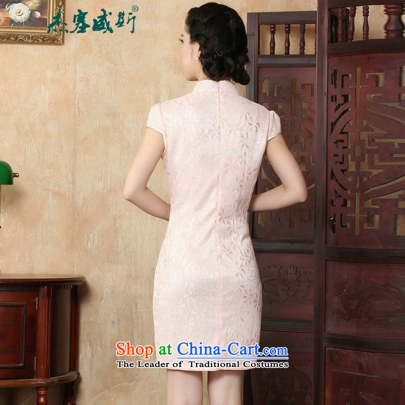 C.o.d. Jie of the new spring and summer Women's clothes improved gentlewoman Mock-neck manually detained dresses qipao  Y pink M Cheng Kejie in Wisconsin, , , , shopping on the Internet