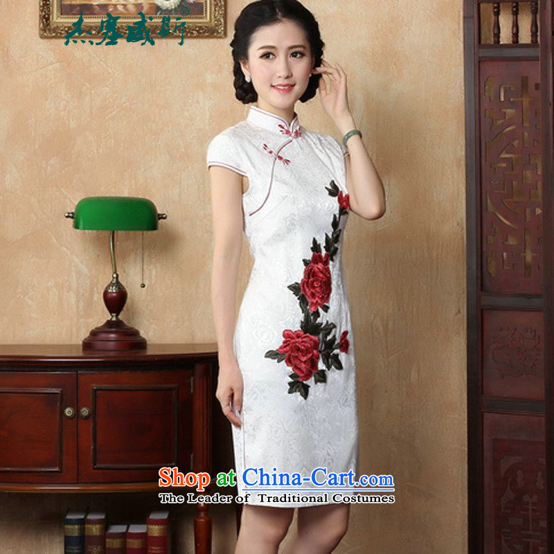 C.o.d. Jie in Wisconsin, Spring Summer lady elegant collar manually detained embroidered dress women Sau San qipao Y White XL, Cheng Kejie in Wisconsin, , , , shopping on the Internet