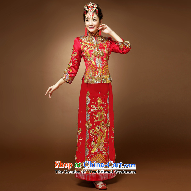 Use the dragon skirt-soo Wo Service Spring Chinese wedding dress toasting champagne Bridal Services marriage has served, red qipao-leung , , , shopping on the Internet