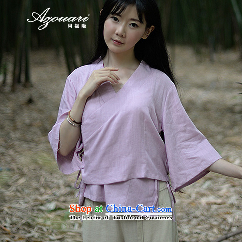 Azzu (azouari) defense of ethnic spring female cotton linen irrepressible short, loose cardigan shirt Han-white shirts are code, AZOUS AZOUARI () , , , shopping on the Internet