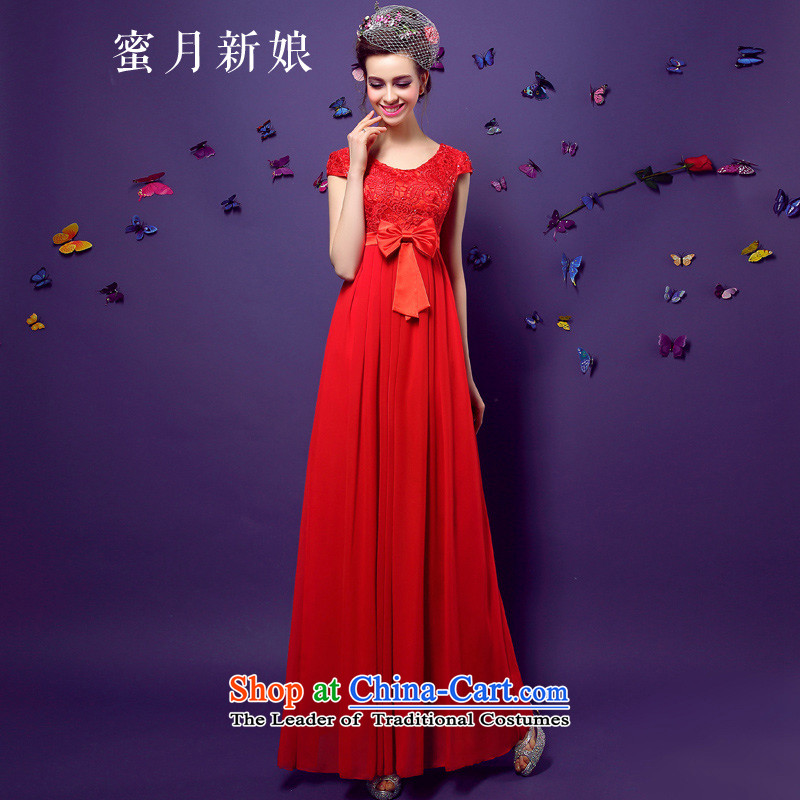 ?The spring of 2015, the bride honeymoon new products Lace up pockets of pregnant women shoulder chiffon female qipao gown red red uniforms bows?L