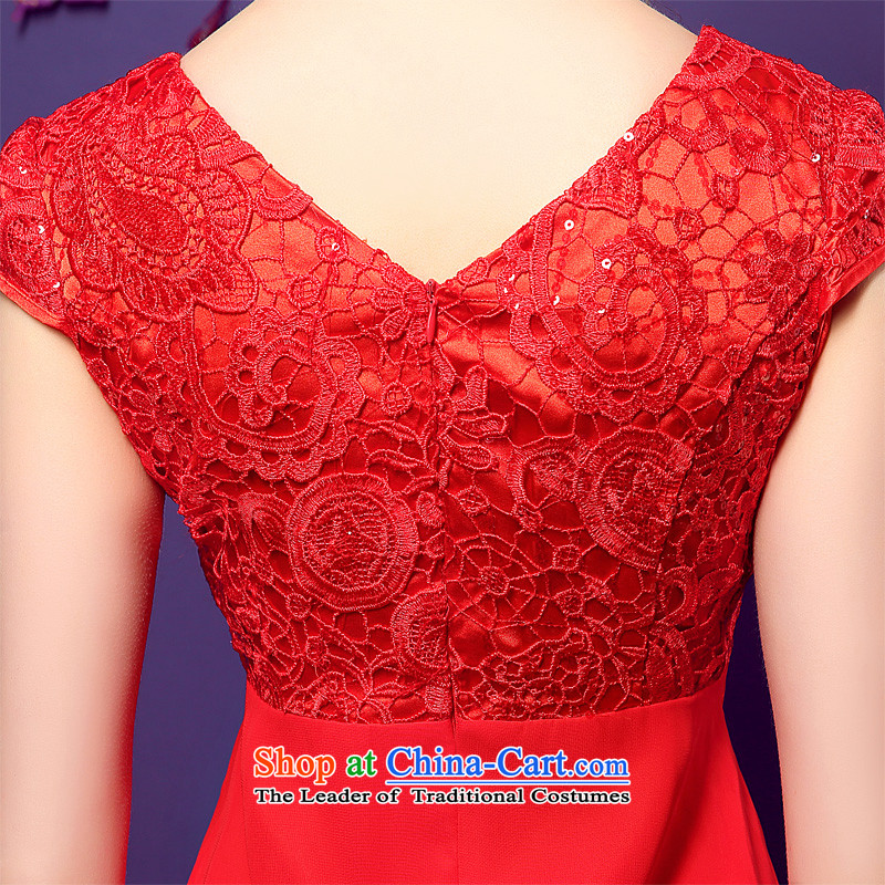  The spring of 2015, the bride honeymoon new products Lace up pockets of pregnant women shoulder chiffon female qipao gown red red uniforms bows , L, bride honeymoon shopping on the Internet has been pressed.