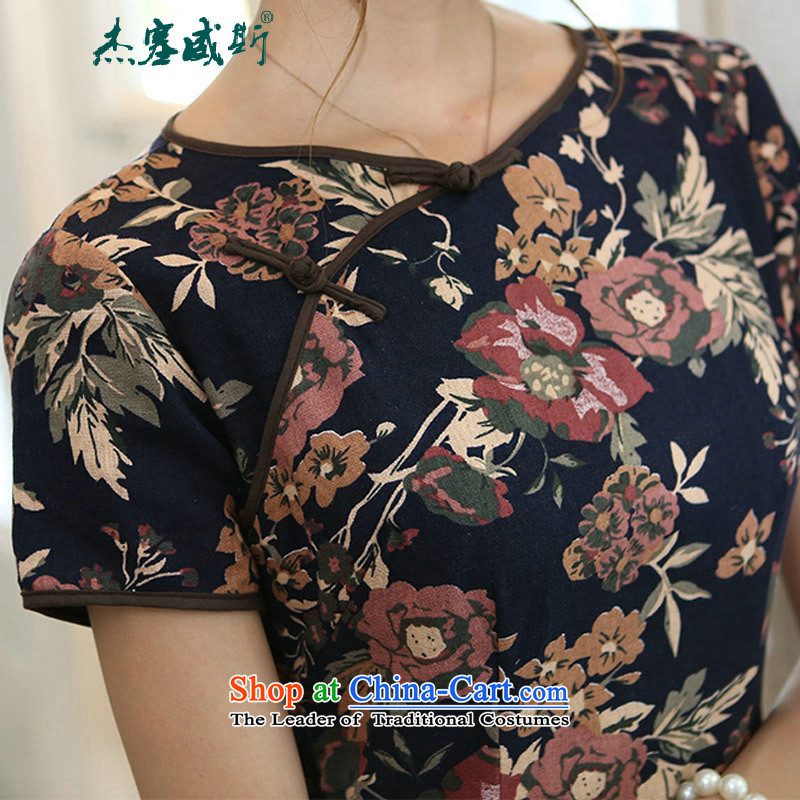 C.o.d. Jie of the spring and summer female retro elegant cotton linen collar features a field manual for the first field, Sau San short-sleeved long qipao Cheuk-yan Chau round-neck collar , Cheng Kejie, the , , , shopping on the Internet