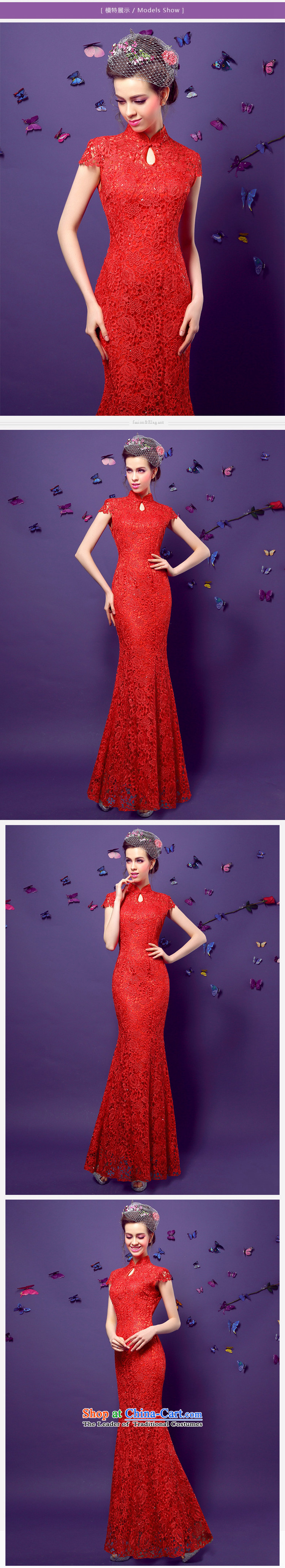 Honeymoon bride  2015 new improved qipao gown brides long female lace marriage Sau San short-sleeved clothing red S pictures transmitted, prices, brand platters! The elections are supplied in the national character of distribution, so action, buy now enjoy more preferential! As soon as possible.