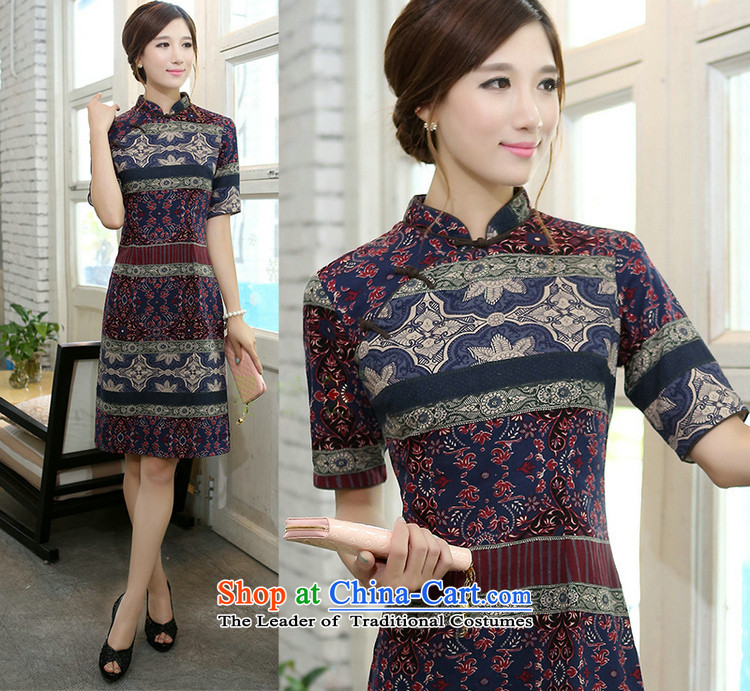 C.o.d. Jie of the spring and summer women elegant classical spell color improved collar lining in long cotton linen word manually detained qipao cheongsam dress classical spell color pictures, price qipao XL, brand platters! The elections are supplied in the national character of distribution, so action, buy now enjoy more preferential! As soon as possible.