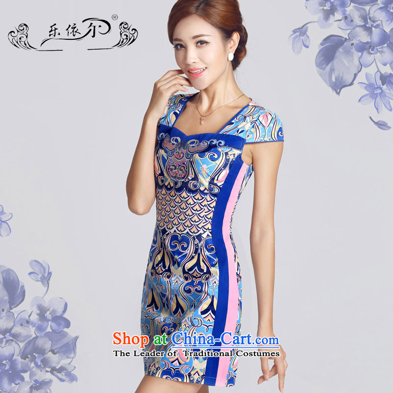 In accordance with the American female, porcelain pattern short qipao new spring of daily cheongsam dress lady female LYE33301 blue , L, in accordance with the (leyier Lok) , , , shopping on the Internet