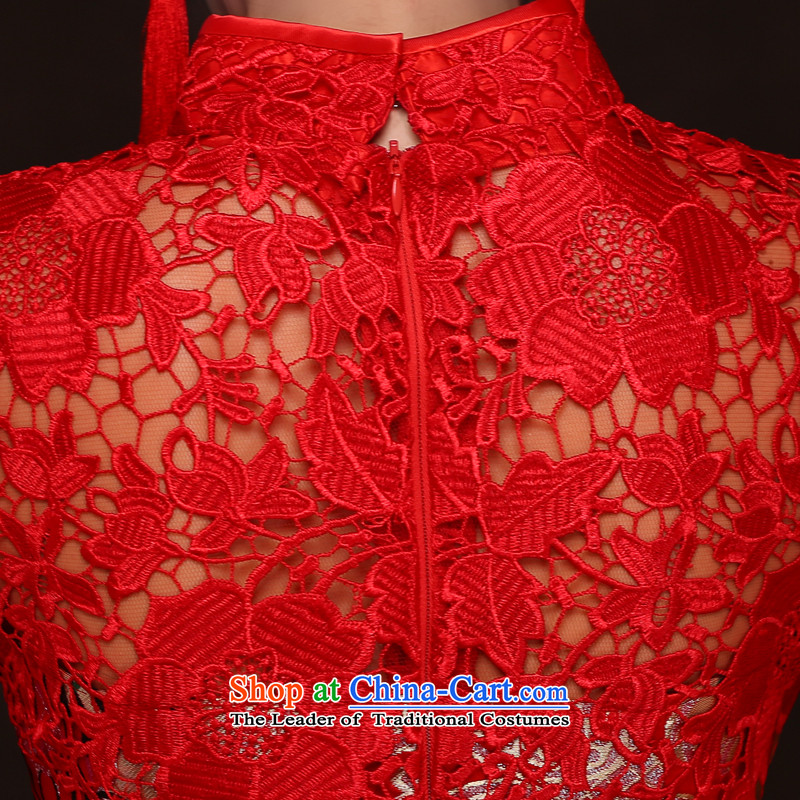 Time Syrian red improved long qipao 2015 new bride of autumn and winter clothing wedding dresses bows WYFC7006 XXL, time Syrian shopping on the Internet has been pressed.