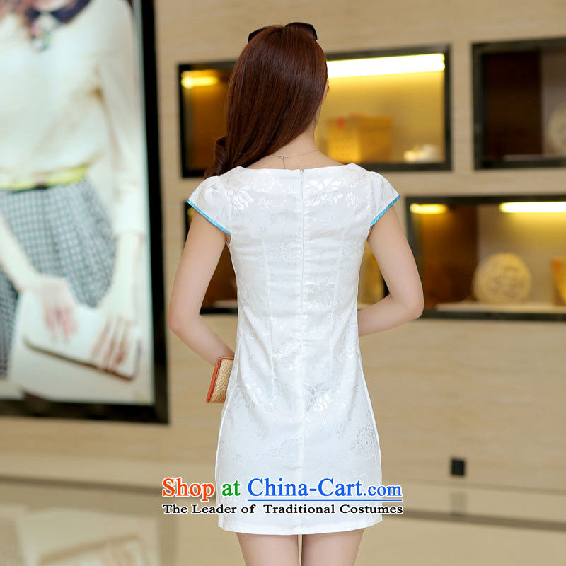 Pca2015 Spring Summer stylish Sau San short-sleeved qipao 521106 elegant white Xl,pca,,, improved shopping on the Internet