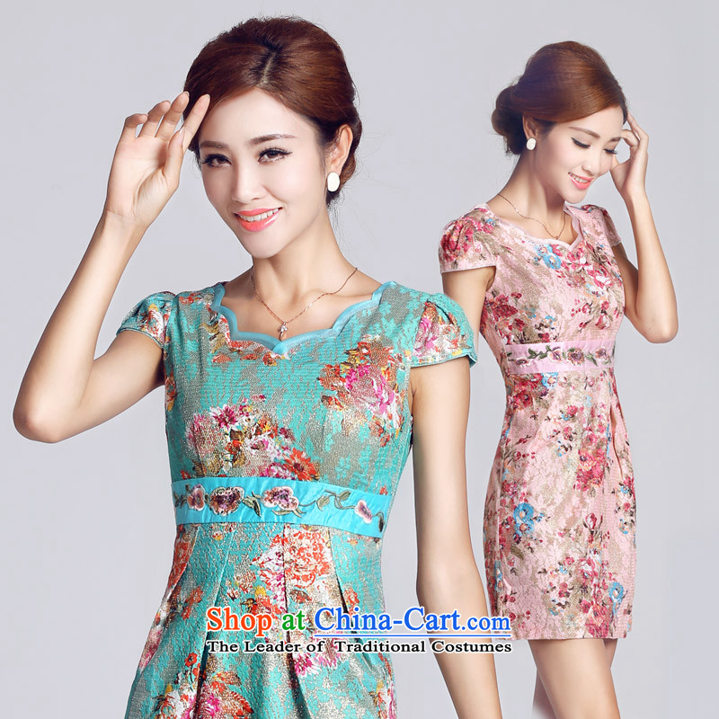 In accordance with the American Women's classical Ms. qipao Sau San spend a short skirt qipao embroidery LYE33306 pink (in accordance with the American s leyier) , , , shopping on the Internet