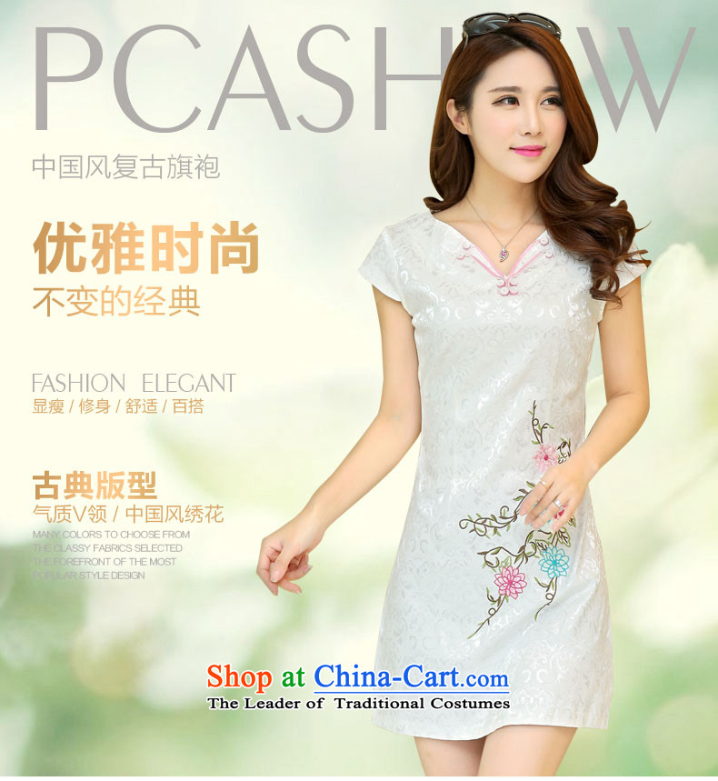 Pca replacing Tang dynasty spring and summer new short-sleeved qipao improved China wind embroidered graphics thin white L pictures, 521108 prices, brand platters! The elections are supplied in the national character of distribution, so action, buy now enjoy more preferential! As soon as possible.
