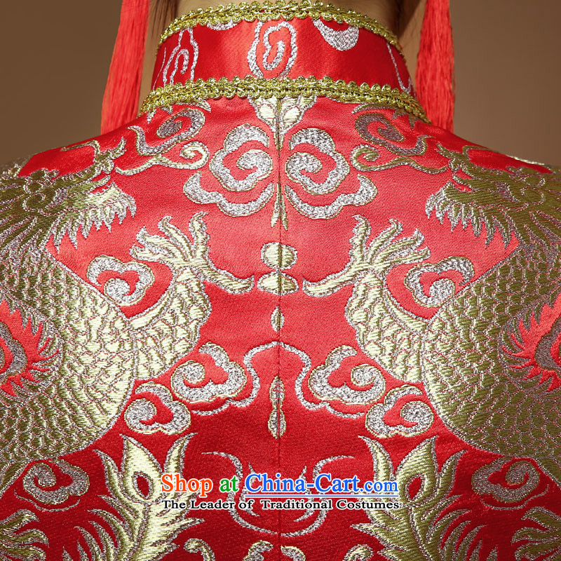 The privilege of serving the new 2015-Leung Chiu-red bride wedding dress Chinese long-sleeved qipao toasting champagne 7 red XL, a service Service-leung , , , shopping on the Internet