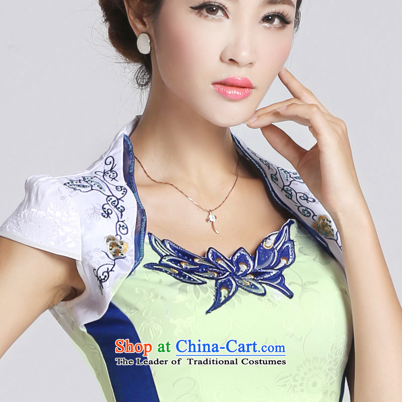 In accordance with the American female's skirt improved Stamp   qipao short of Qipao LYE66601 female white , in accordance with the (leyier Lok) , , , shopping on the Internet