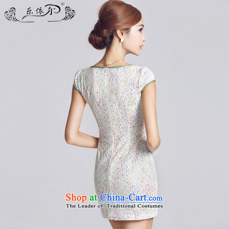 In accordance with the American female's new cheongsam lace pattern improved women's dress qipao short daily gentlewoman LYE66605 white , in accordance with the (leyier Lok) , , , shopping on the Internet