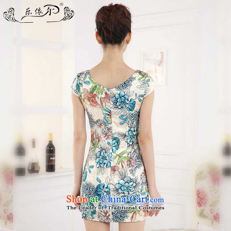 In accordance with the American female's short skirt retro stamp improvement of qipao embroidery flower girl LYE66610 qipao green XL, in accordance with the (leyier Lok) , , , shopping on the Internet