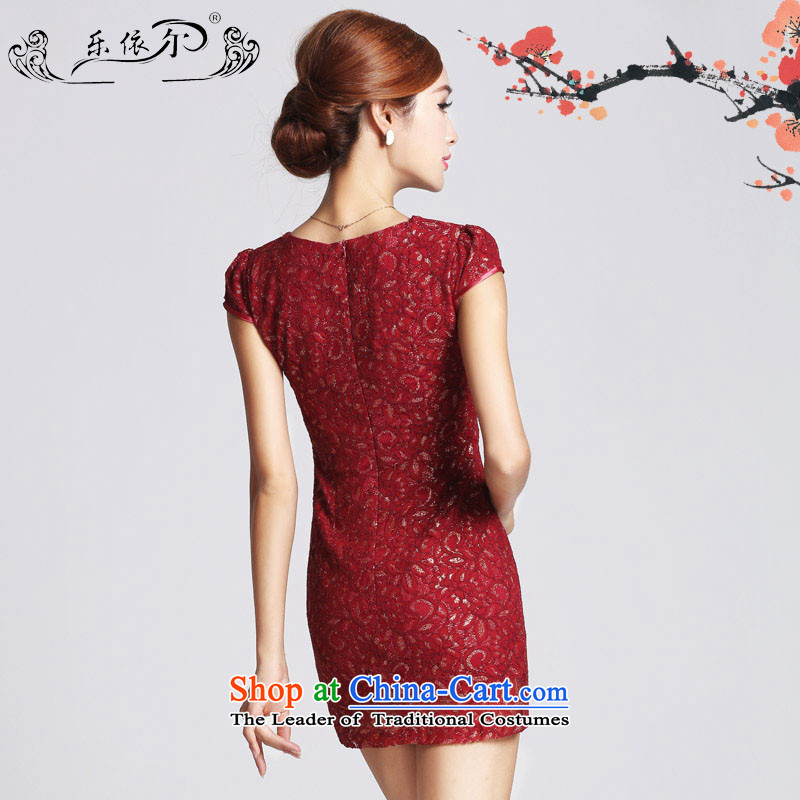 In accordance with the American's new lace female white short of Qipao cheongsam dress Sau San LYE66612 female red XL, in accordance with the (leyier Lok) , , , shopping on the Internet