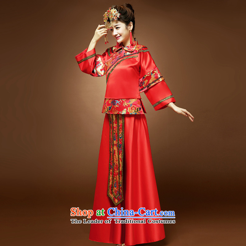 Fall/Winter Collections Of Chinese marriage Soo-wo service Tang Dynasty Show kimono gown bride wedding dress cheongsam dress uniform red , L, of bows services-leung , , , shopping on the Internet