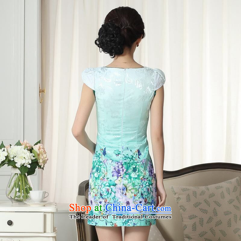 158 Jing gentlewoman stylish cotton jacquard cheongsam dress short Sau San new improved cheongsam dress photo color 2XL, 158 jing shopping on the Internet has been pressed.