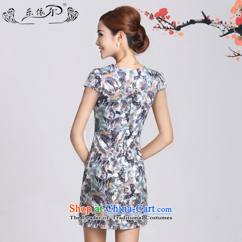 In accordance with the American's short-sleeved qipao cheongsam dress short of female spring day-old female LYE66625 qipao  XXL, dark brown (leyier according to American) , , , shopping on the Internet
