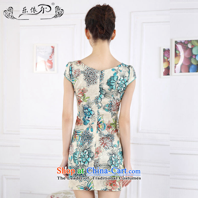 In accordance with the American female's retro stamp short spring qipao new short-sleeve female cheongsam dress LYE66627 green XL, in accordance with the (leyier Lok) , , , shopping on the Internet